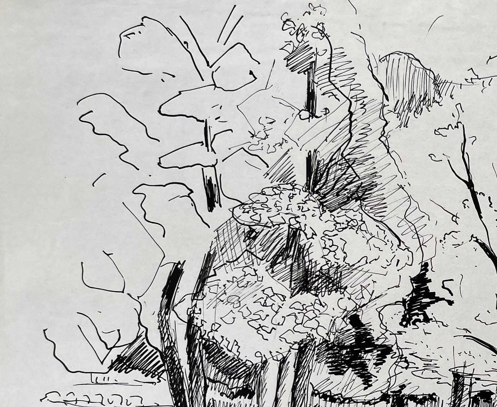 Anne Marie Migette Perardmid 20th Century Post Impressionist Drawing Of Tree Lined Path In Ink photo for sale