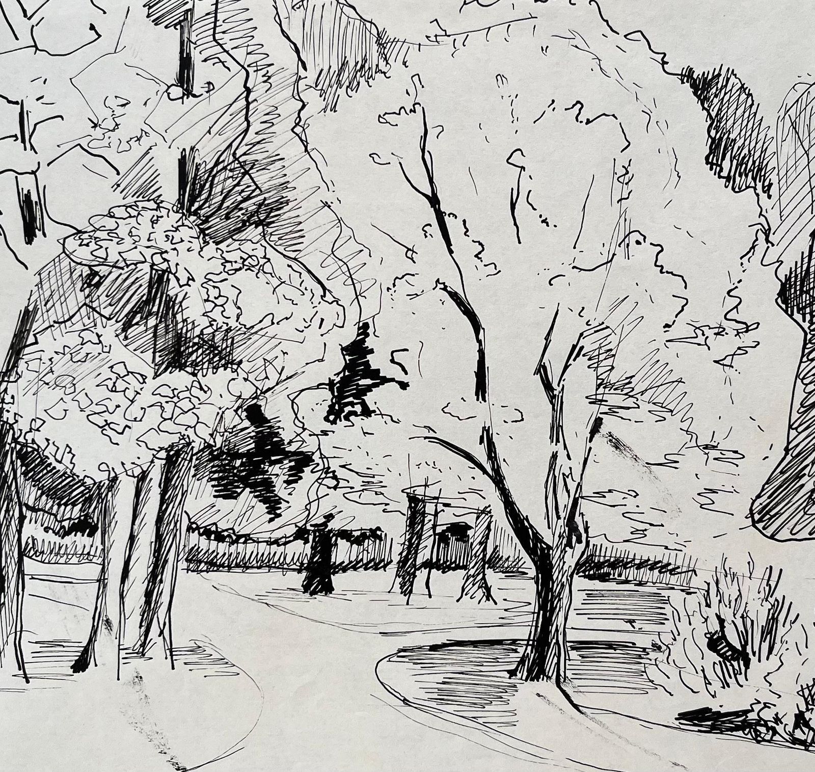Anne Marie Migette Perardmid 20th Century Post Impressionist Drawing Of Tree Lined Path In Ink photo buy