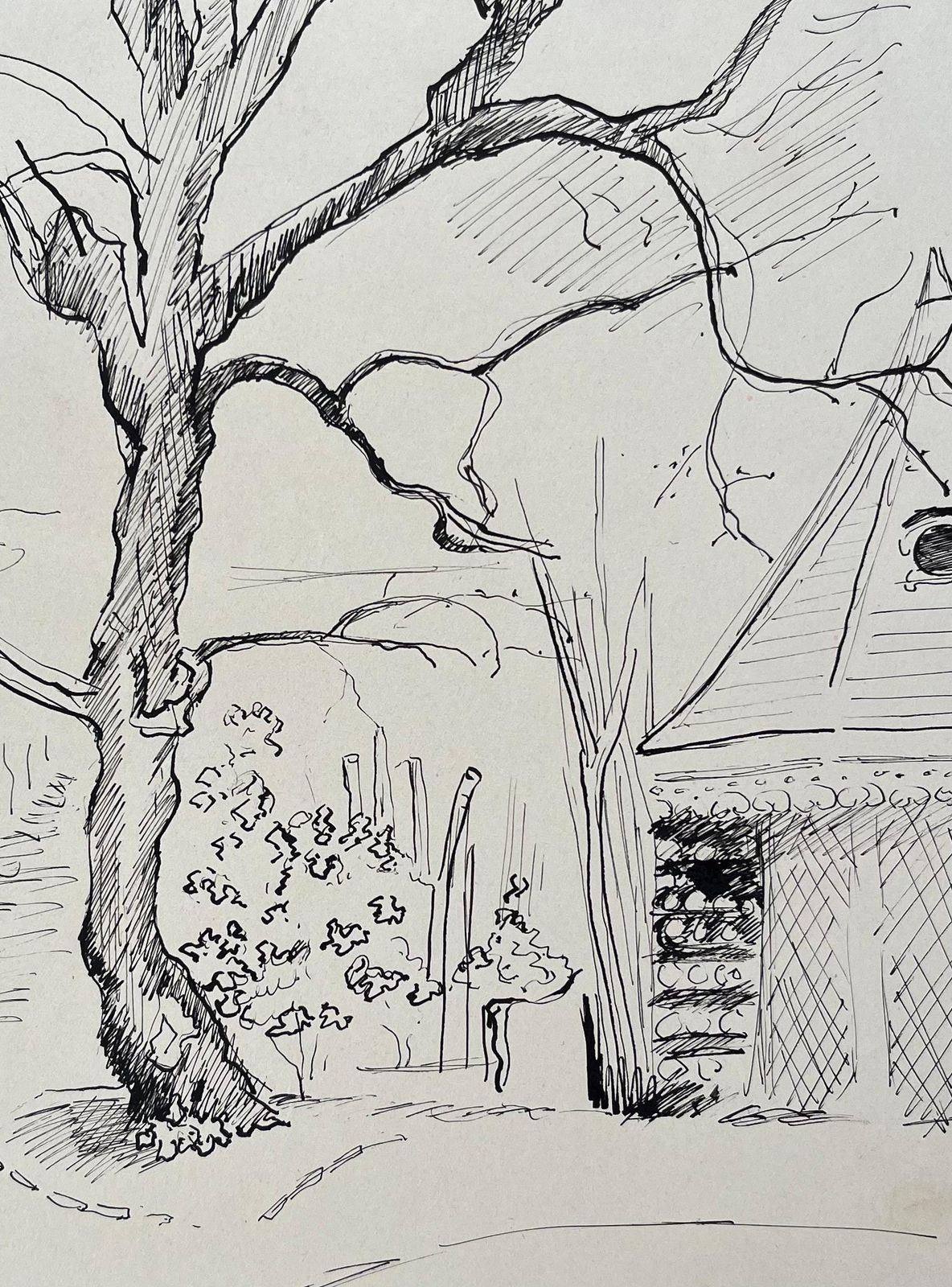 Anne Marie Migette Perardmid 20th Century Post Impressionist Ink Drawing Of Dovecote Pavilion And Tree photo buy