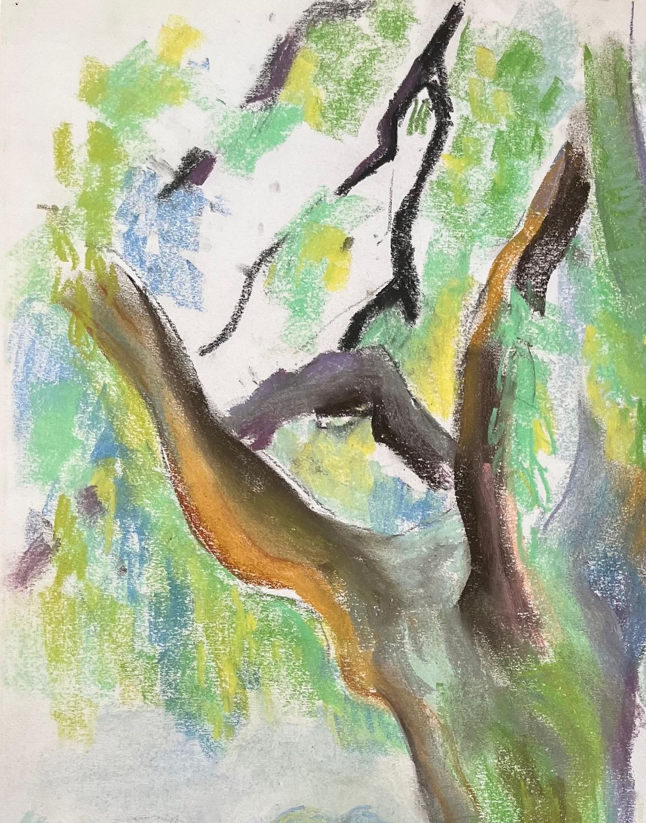 Anne Marie Migette Perardmid Century French Pastel Of A Willow Tree In A Lush Park Setting photo for sale