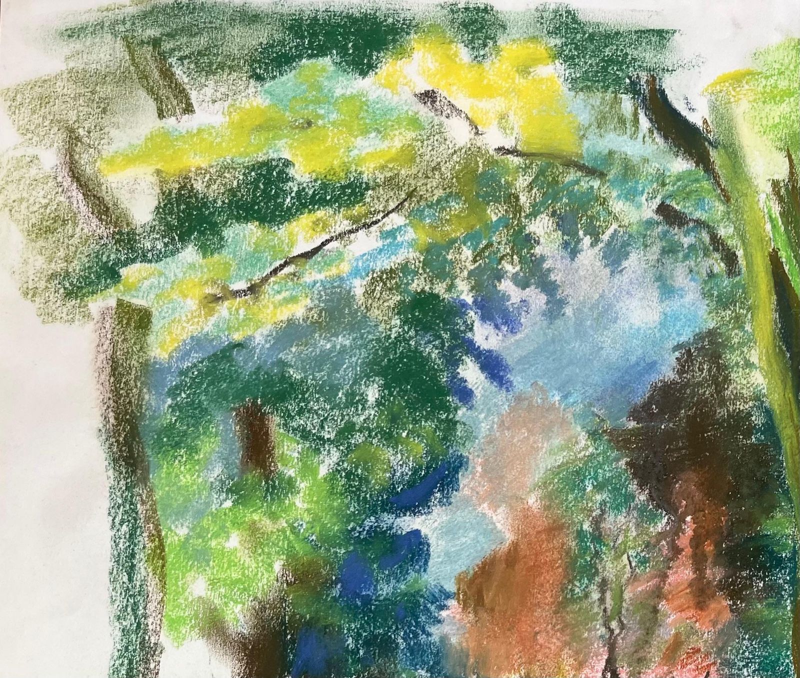 Anne Marie Migette Perardmid 20th Century French Pastel Landscape Of Trees In A Sunlit Public Garden photo for sale