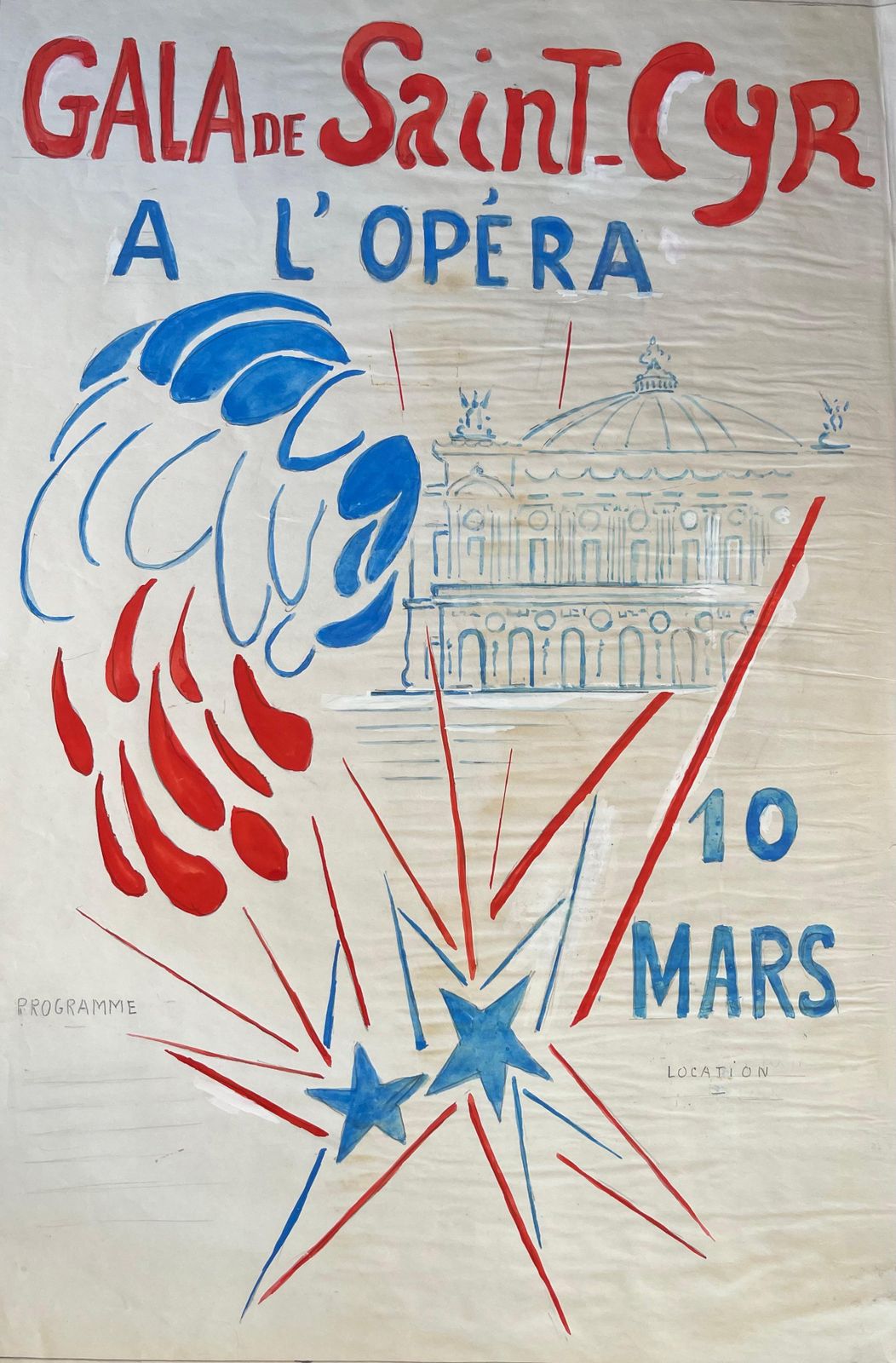 Anne Marie Migette Perardoriginal French Poster Artwork For Gala De Saint Cyr à L’opéra