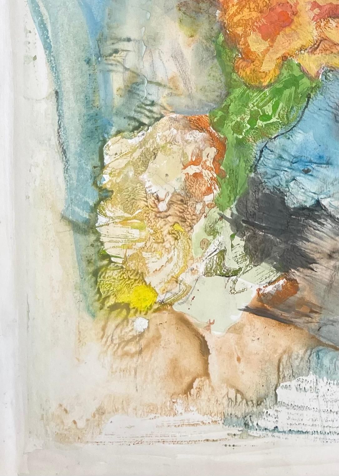 Anne Marie Migette Perardmid Century Textured Abstract Watercolour With Swan Bird And Sleeping Face photo Art