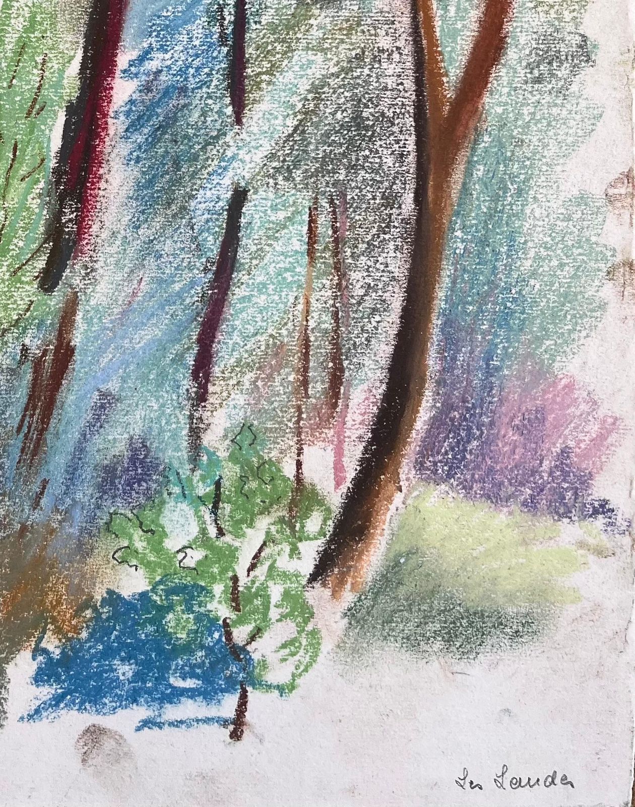 Anne Marie Migette Perardmid 20th Century French Pastel Landscape Of Forest Trees In Les Laudes photo vinterior