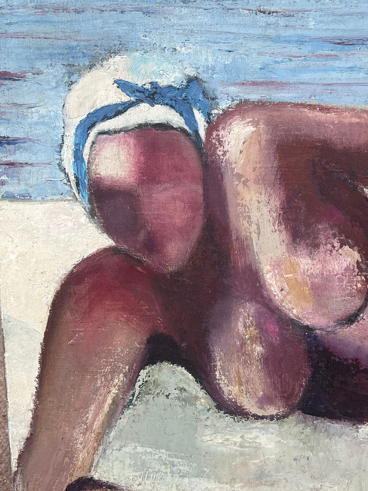 Danie Gruau1970's French Modernist Signed Oil Nude Lady On Beach Superb Quality Painting20th Century photo vinterior