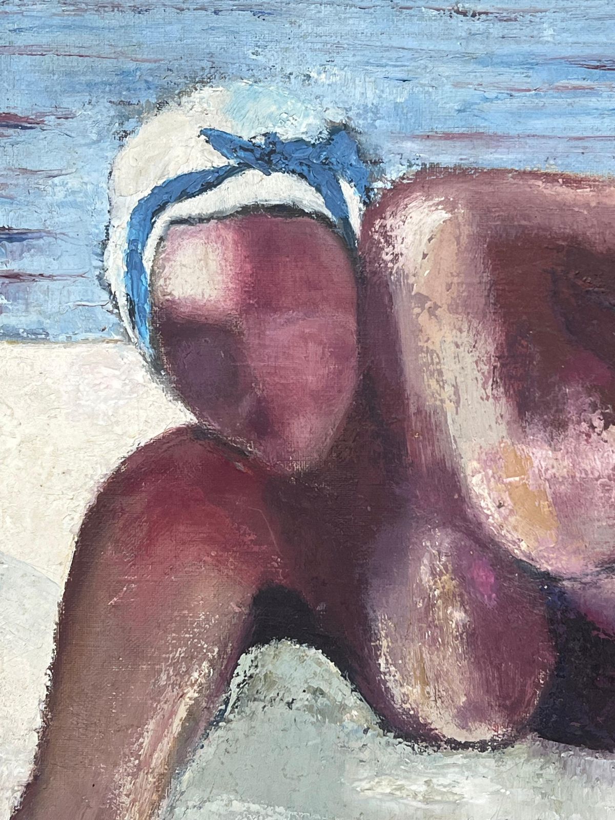 Danie Gruau1970's French Modernist Signed Oil Nude Lady On Beach Superb Quality Painting20th Century photo buy