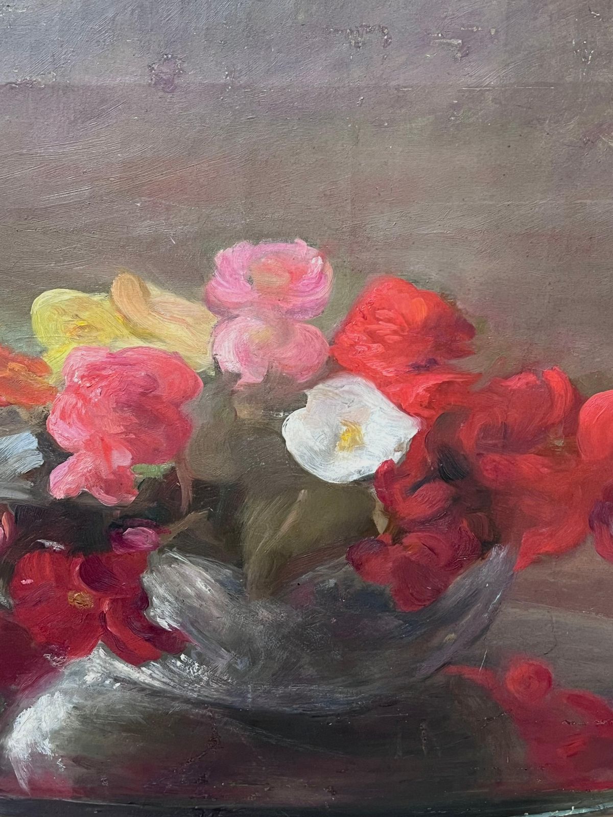 French School1900's French Impressionist Oil On Canvas Pretty Flowers Still Life Natural1900 photo furniture