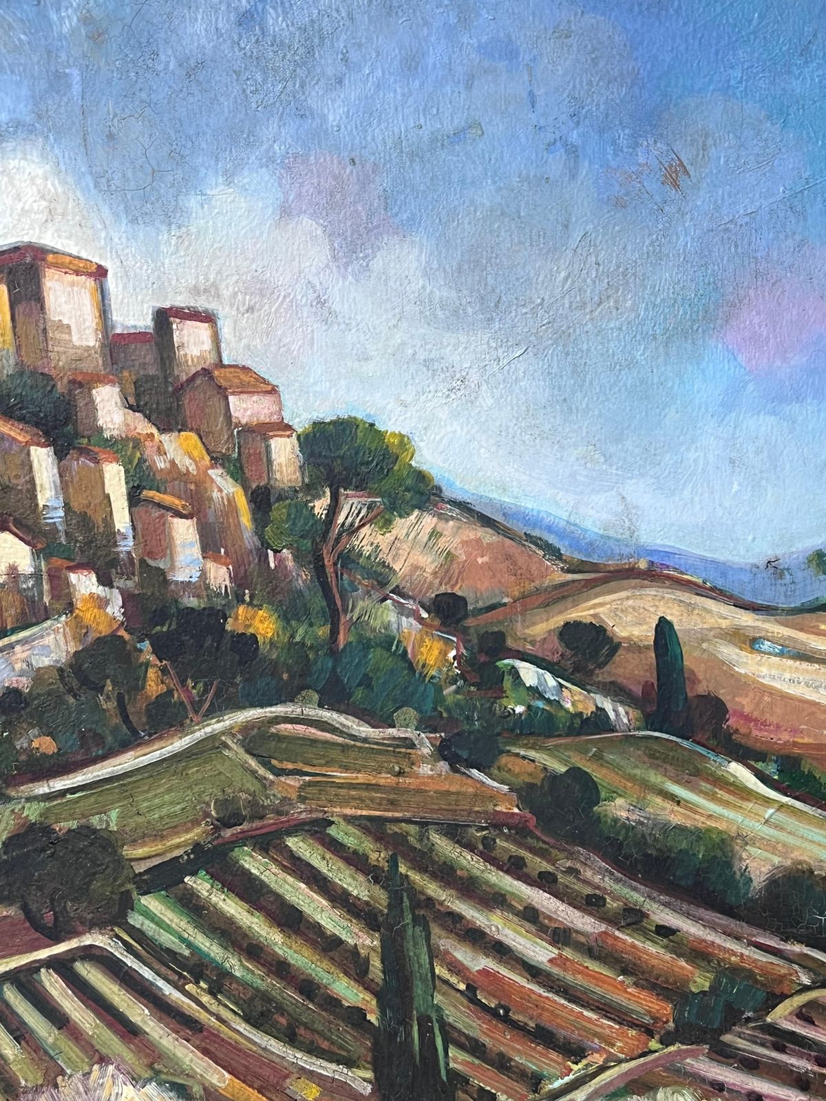 Max Toutainprovencal Hill Perched Town 20th Century French Post Impressionist Oil Painting photo for sale