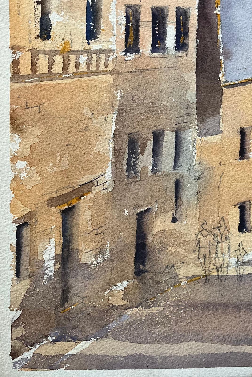 Anthony Averybritish Impressionist Watercolor Of A Street Scene With Figures In France photo 361.0