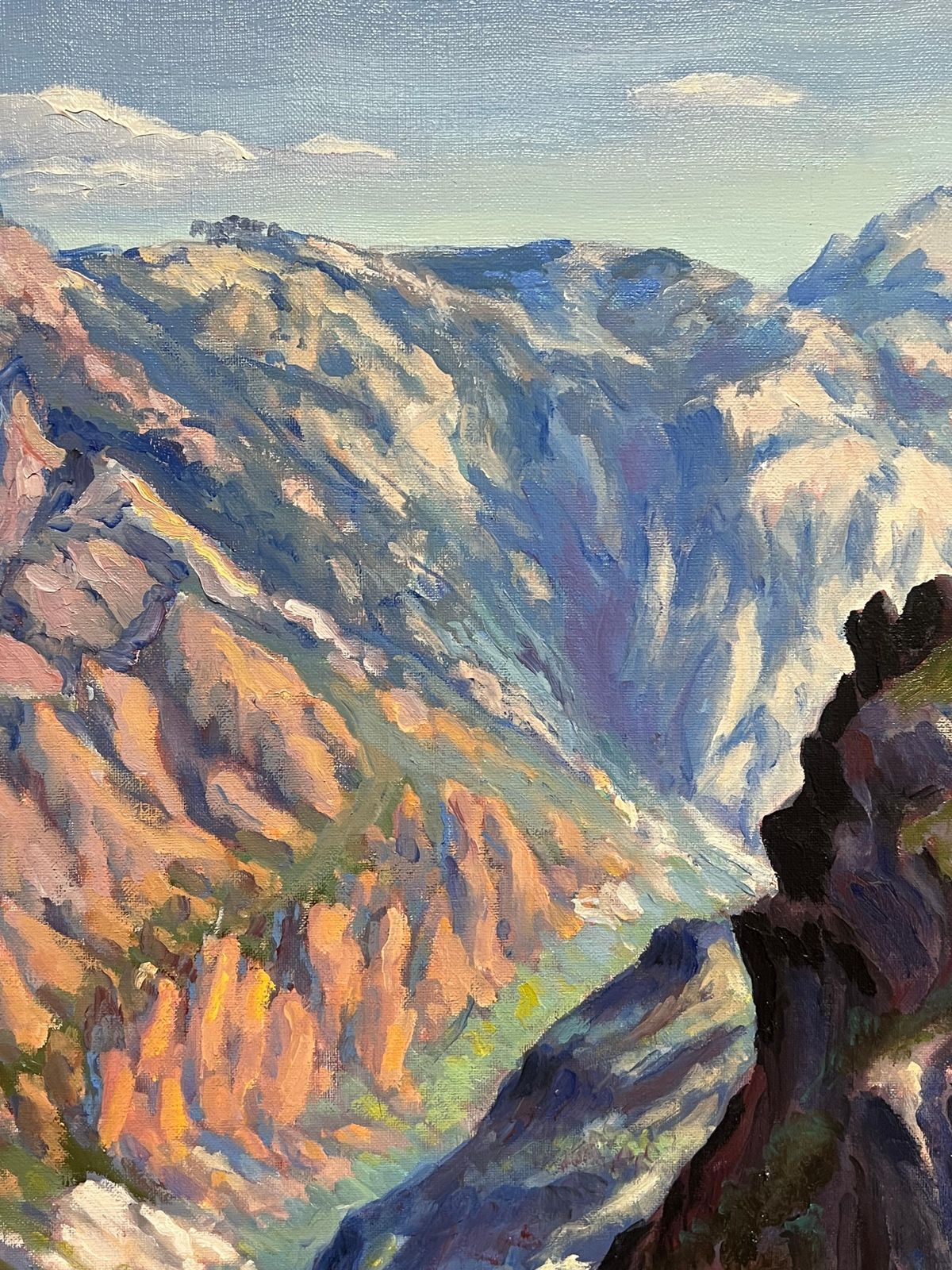 Georges Bordonovefrench Impressionist Oil Painting Bright And Colourful Towering Peaks And Valley photo 936.0