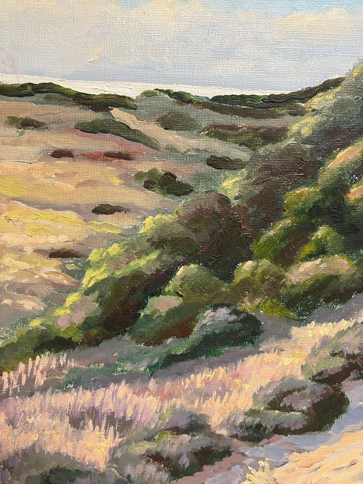 Art Georges Bordonovefrench Impressionist Oil Painting Sunlit Path Through Rolling Sand Dunes photo