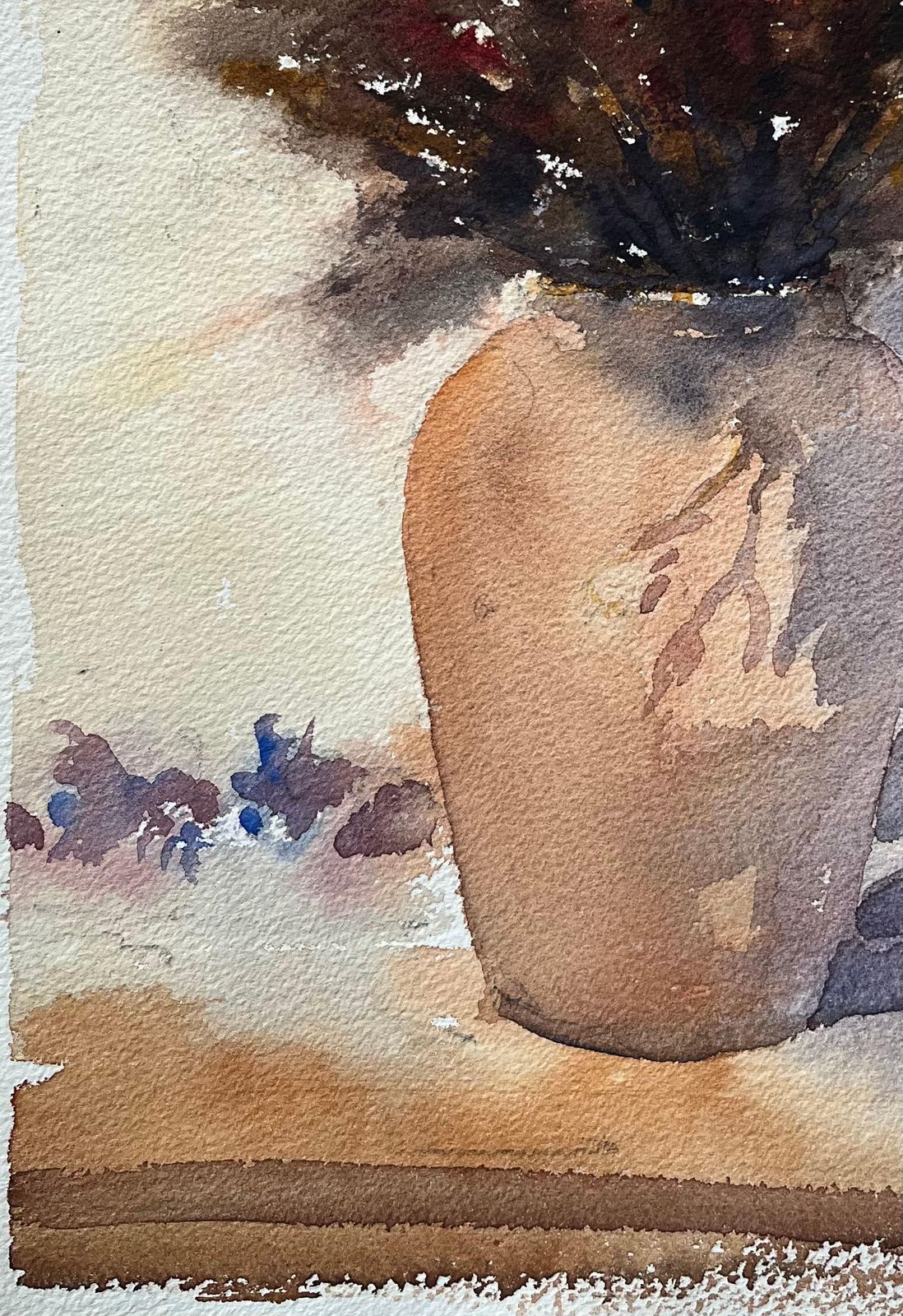 Anthony Averybritish Impressionist Watercolor Of A Dried Floral Arrangement In A Vase photo vinterior