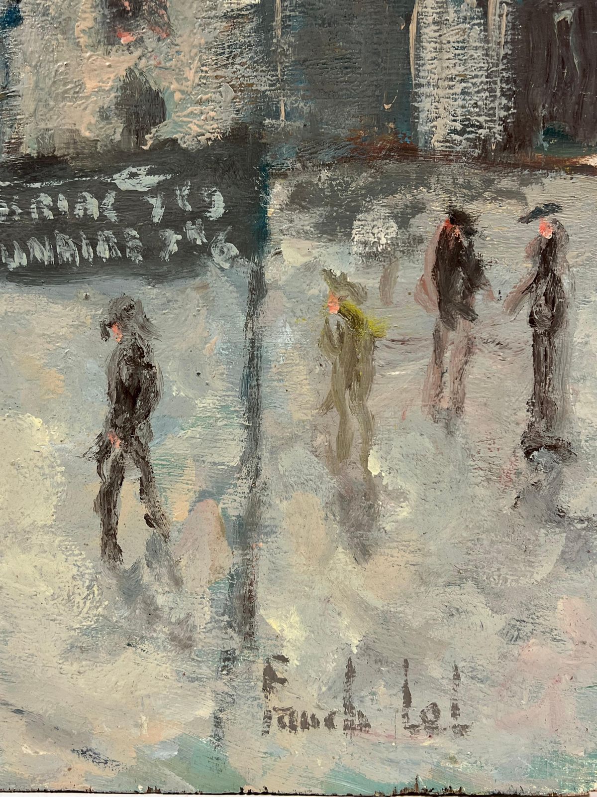 Fanch Lelfrench Impressionist Grey Rainy Day In A Bustling Village Street Oil Painting photo 561.0