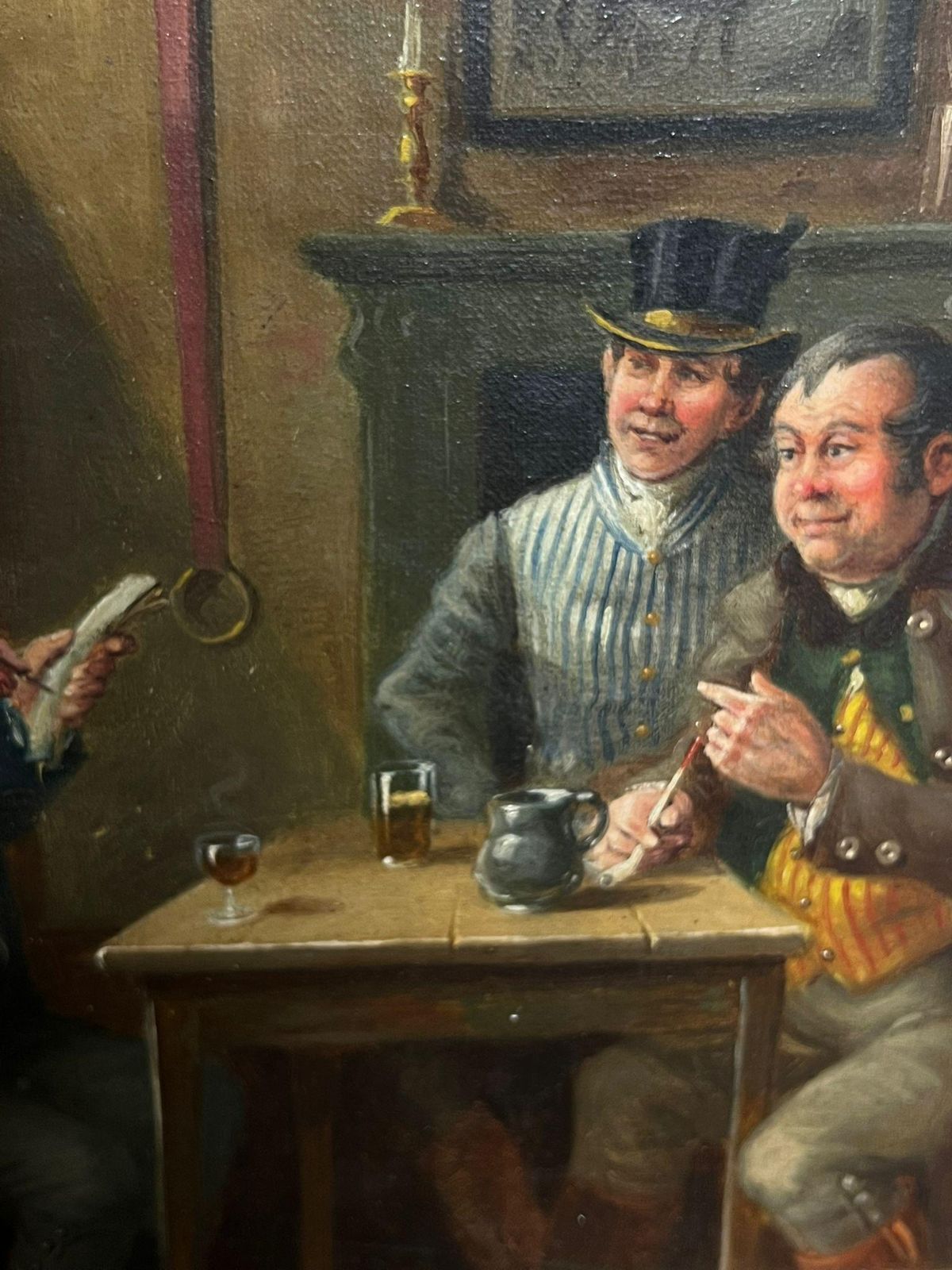 photo furniture Alexander Austen (1859 1924)victorian Tavern Scene Three Gentlemen In Conversation Over Drinks Oil Painting