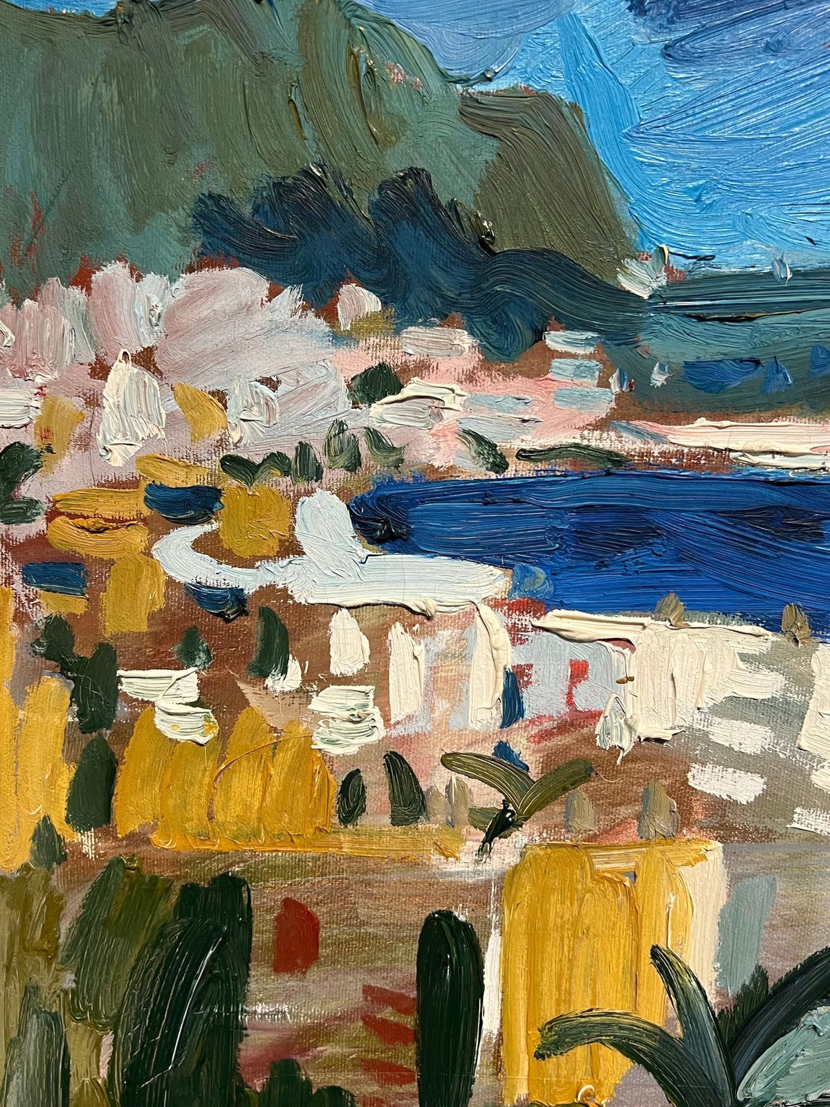Artan Shabanifrench Modernist Oil Painting Nice Coastal Mediterranean French Rivera City1999 photo Art