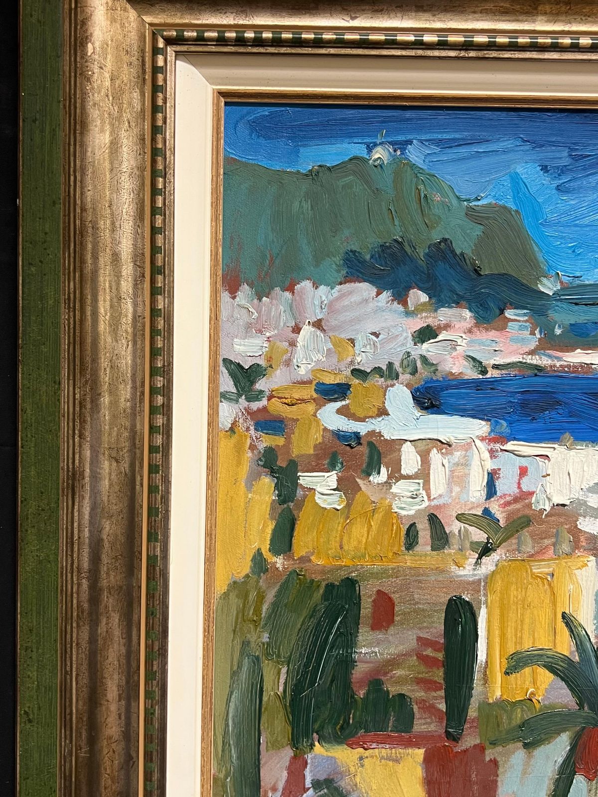 photo for sale Artan Shabanifrench Modernist Oil Painting Nice Coastal Mediterranean French Rivera City1999