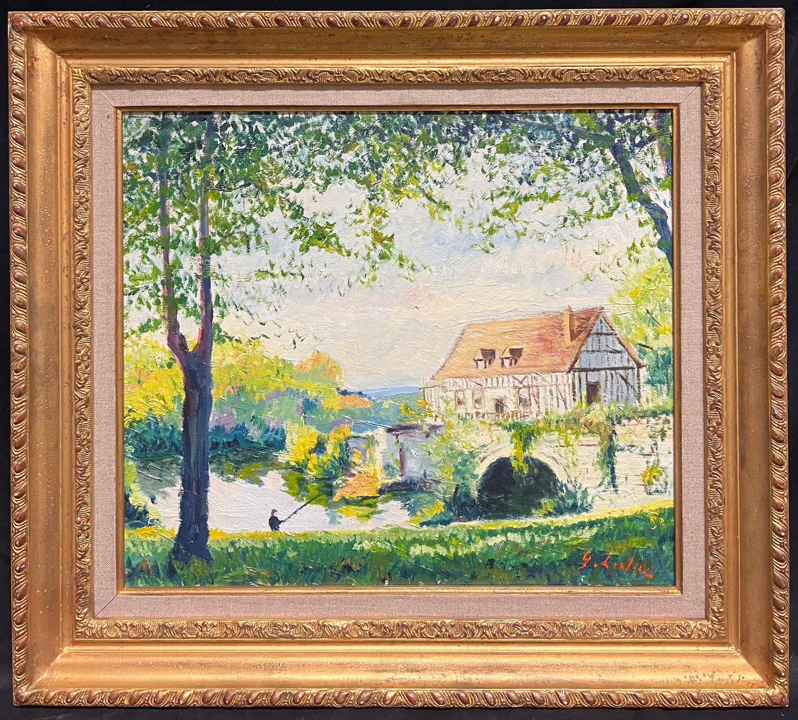 French Schooltranquil Normandy River Seine Landscape At Vernon Near Giverny Impressionist Oil1991