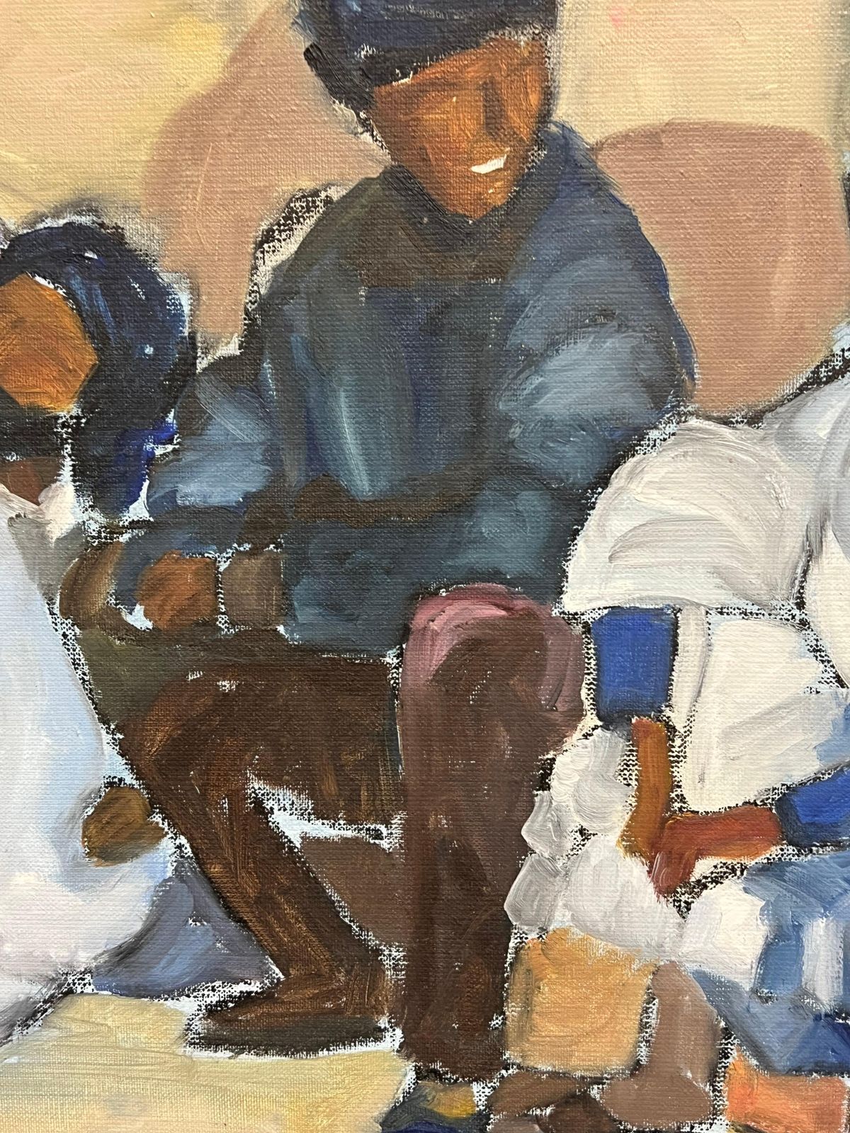 French Schoolmodern French Signed Oil Men Chatting Mauritania Ouadane Street Scene2000 photo vinterior