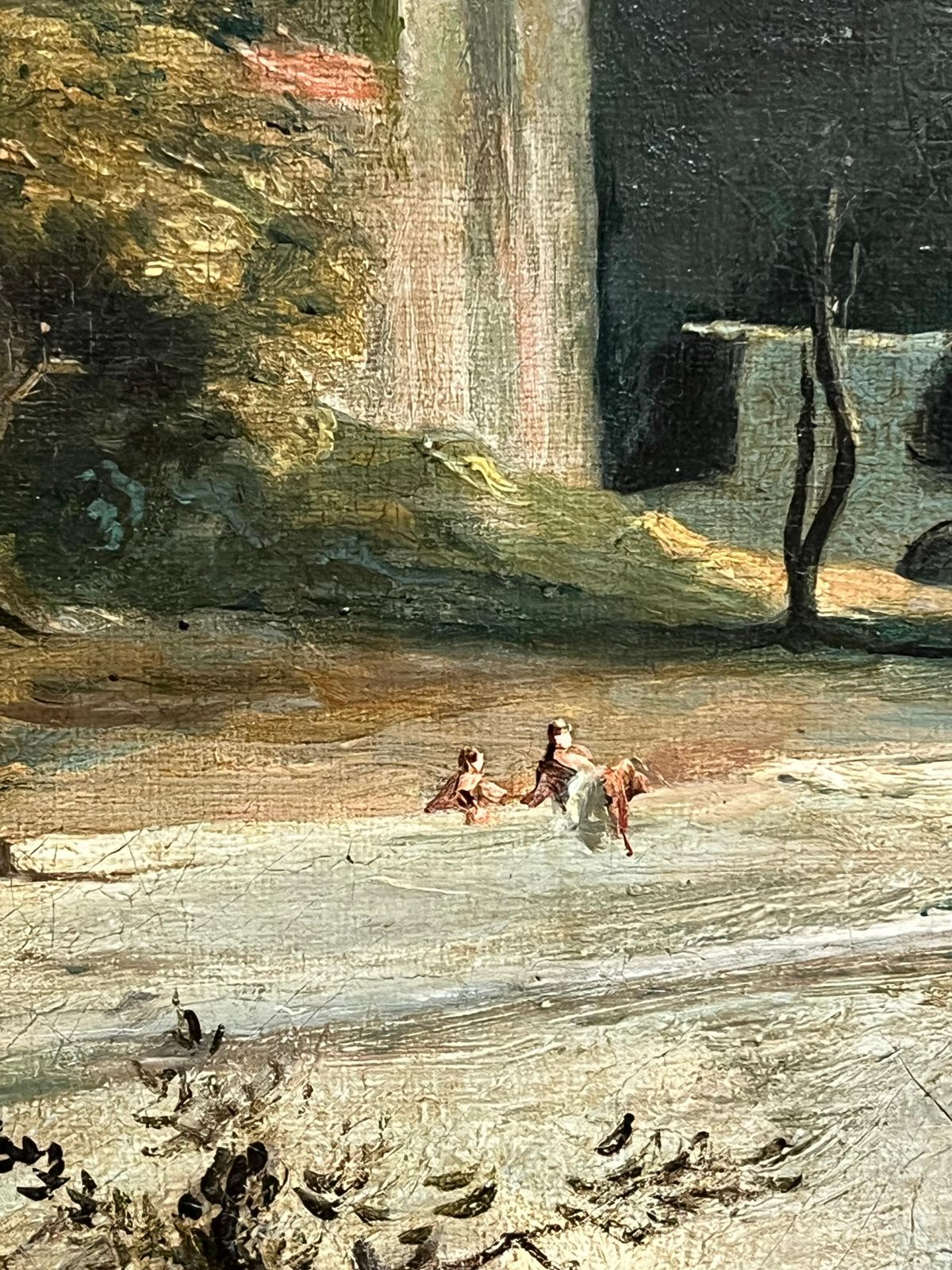 English Old Master Oil Antique English Grand Tour Old Master Oil Figures  Classical Arcadian Landscape photo vinterior
