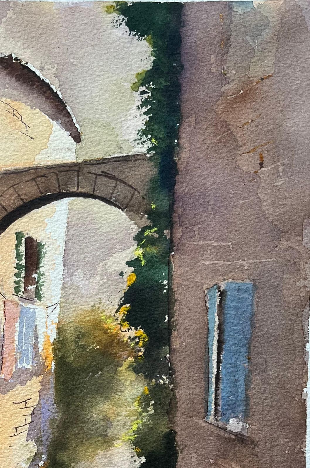 Anthony Averybritish Impressionist Watercolor Of A Sunlit Alley With Archway And Figures photo Art