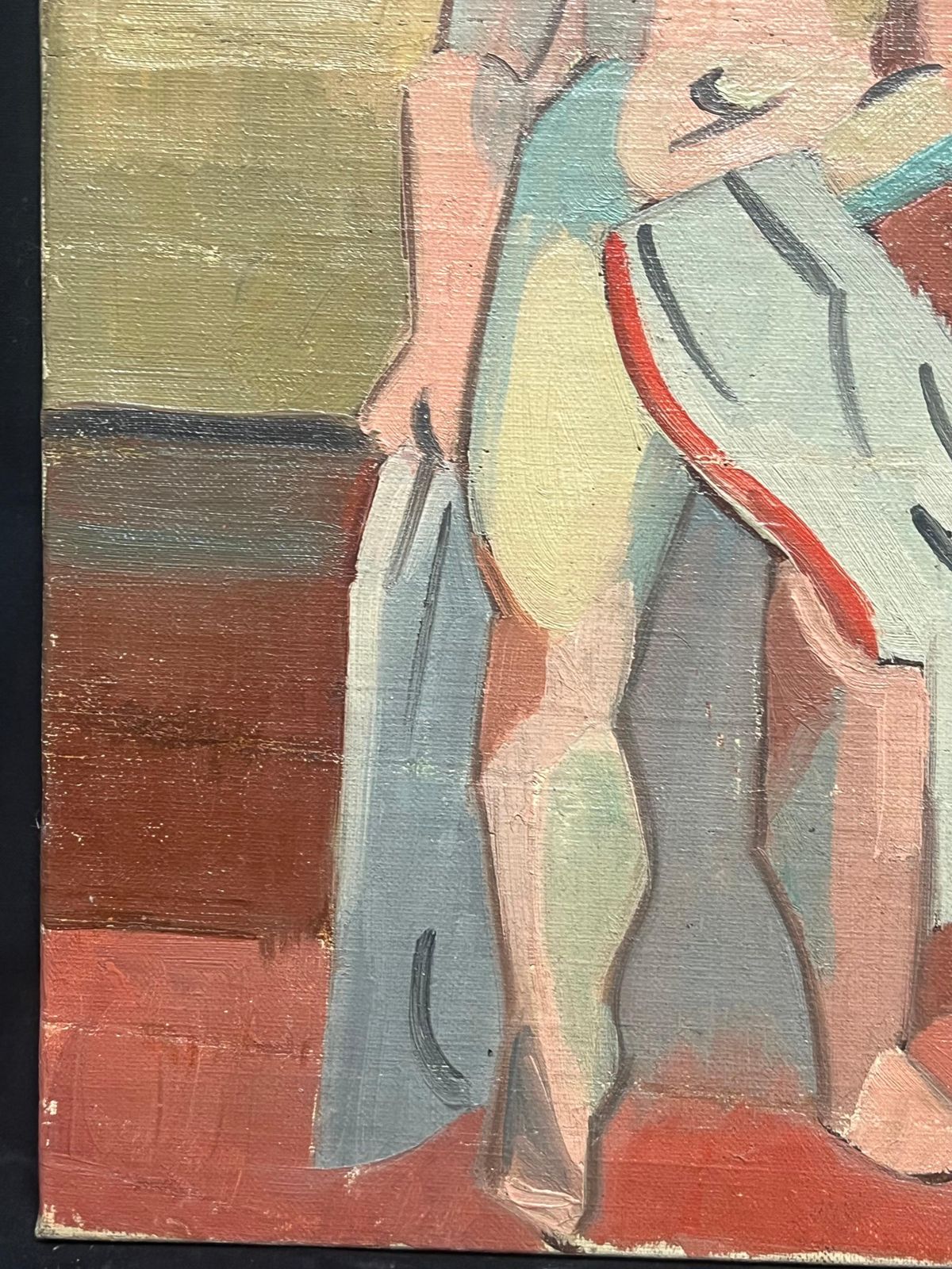 Henri Van Der Beck1930's French Cubist Nude Signed Oil Lady Vibrant Geometric Composition1930's photo Art