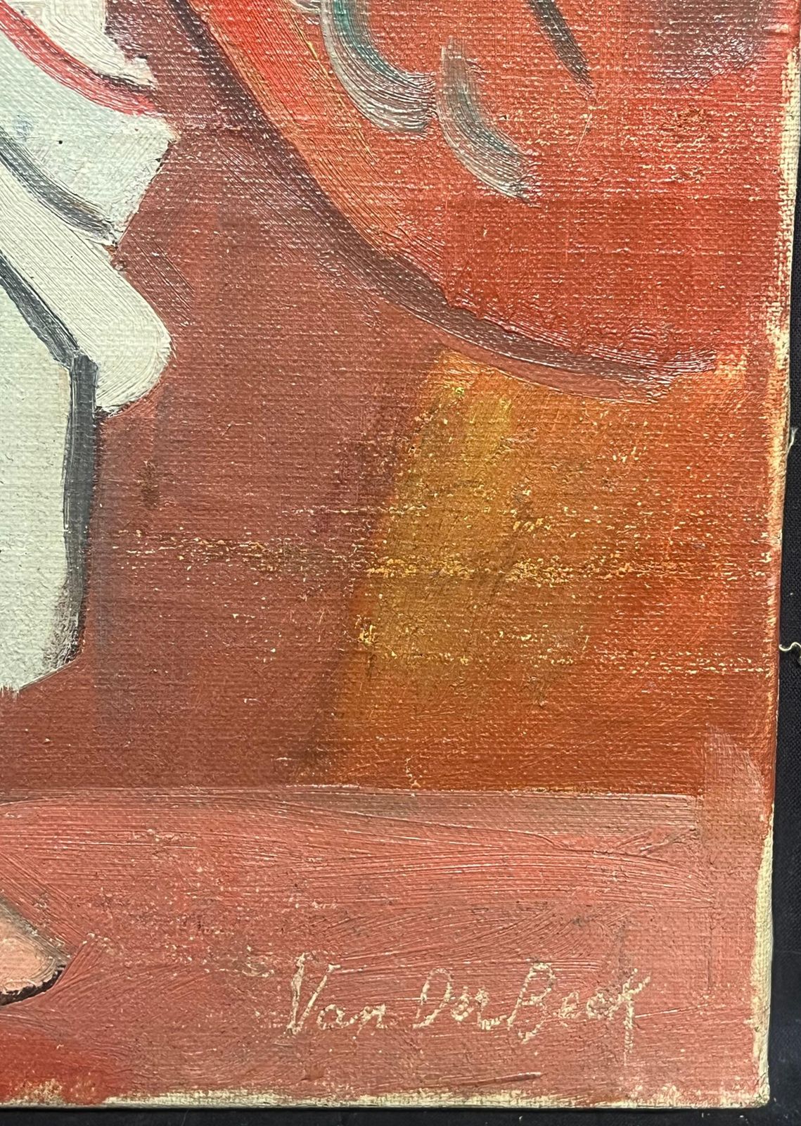 Henri Van Der Beck1930's French Cubist Nude Signed Oil Lady Vibrant Geometric Composition1930's photo 867.0