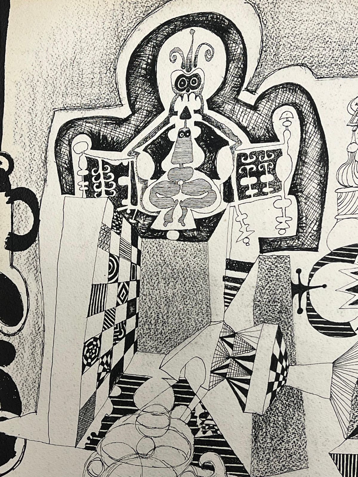Claude Lagoucheoriginal 1970's French Abstract Surreal Landscape With Geometric Figuresc. 1970's photo Art