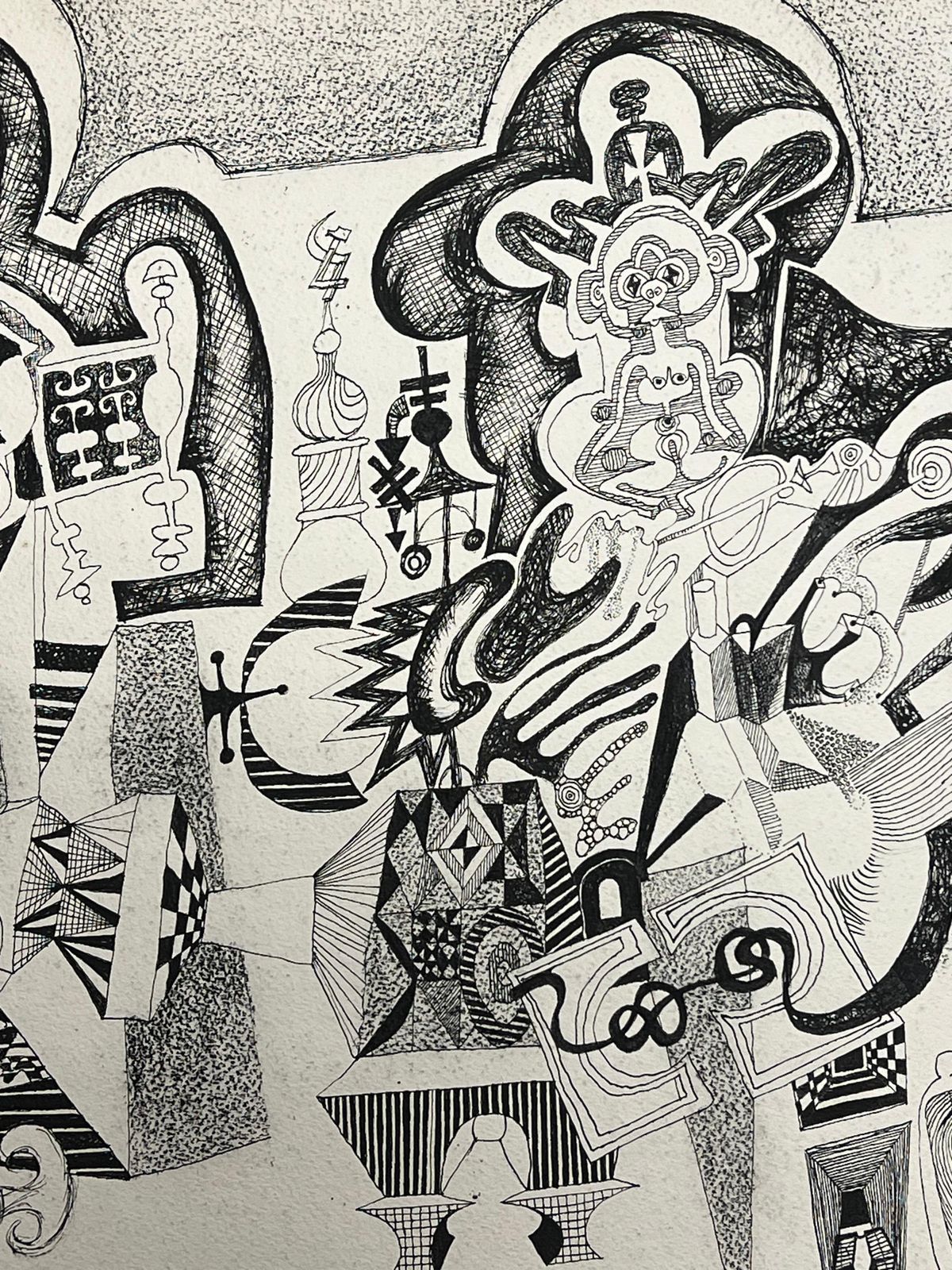 Claude Lagoucheoriginal 1970's French Abstract Surreal Landscape With Geometric Figuresc. 1970's photo 695.0