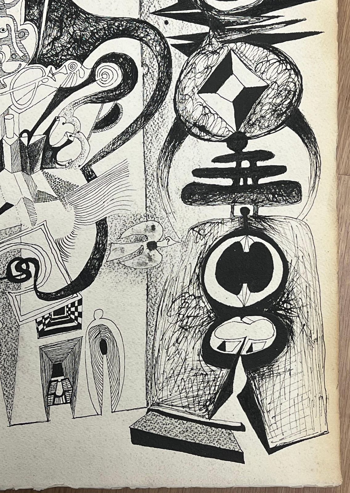 Claude Lagoucheoriginal 1970's French Abstract Surreal Landscape With Geometric Figuresc. 1970's photo buy