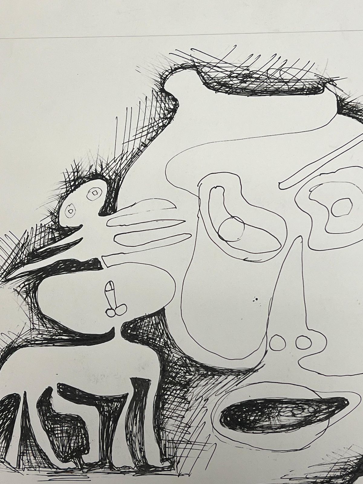 Claude Lagoucheoriginal 1970's French Line Drawing With Faces And Figuresc. 1970's photo 505.0