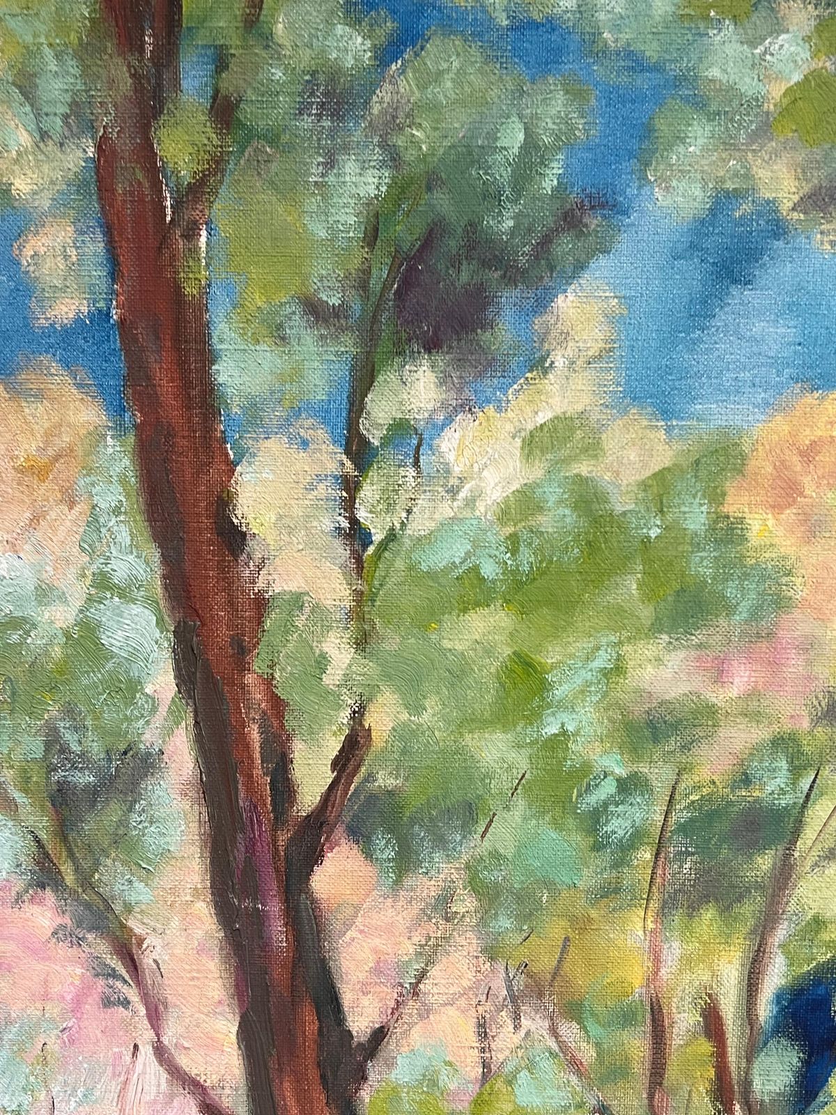 J.Bredechesunlit Woodland Landscape Large 1970's French Impressionist Oil Painting1970's photo 687.0