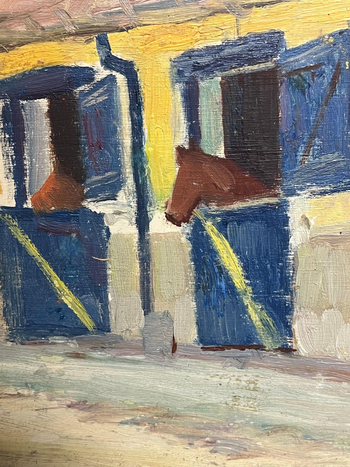 Jean Dreyfus Stern (1890 1969)vintage French Stable Scene Impressionist Oil Painting Of Horses In Their Stalls1970's photo Art