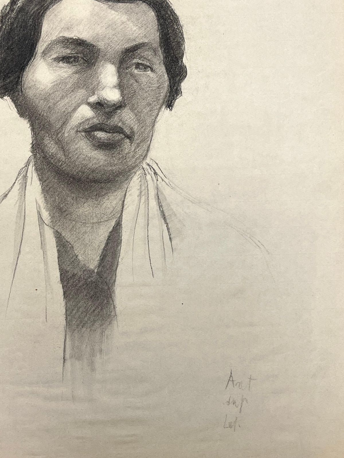 Josine Vignonmid Century French Drawing Of A Portrait Of A Woman With Braided Hair1950's photo for sale