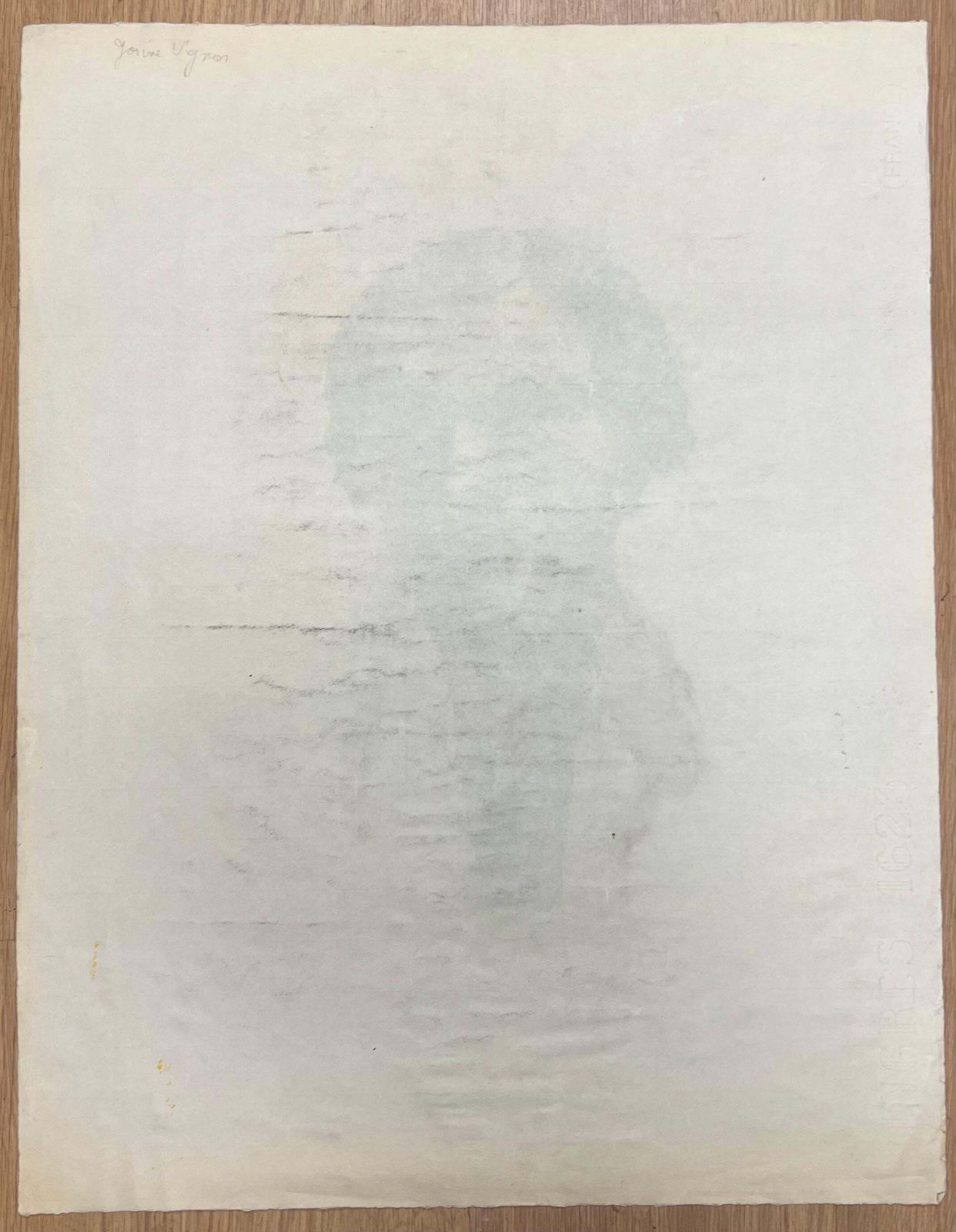 Josine Vignonmid Century French Drawing Of A Portrait Of A Woman With Braided Hair1950's photo vinterior