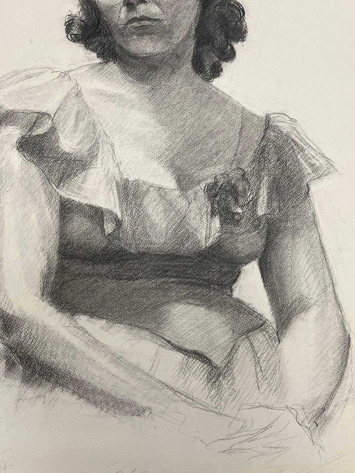 Josine Vignonmid Century French Portrait Of A Woman In A Ruffled Dress1950's photo for sale