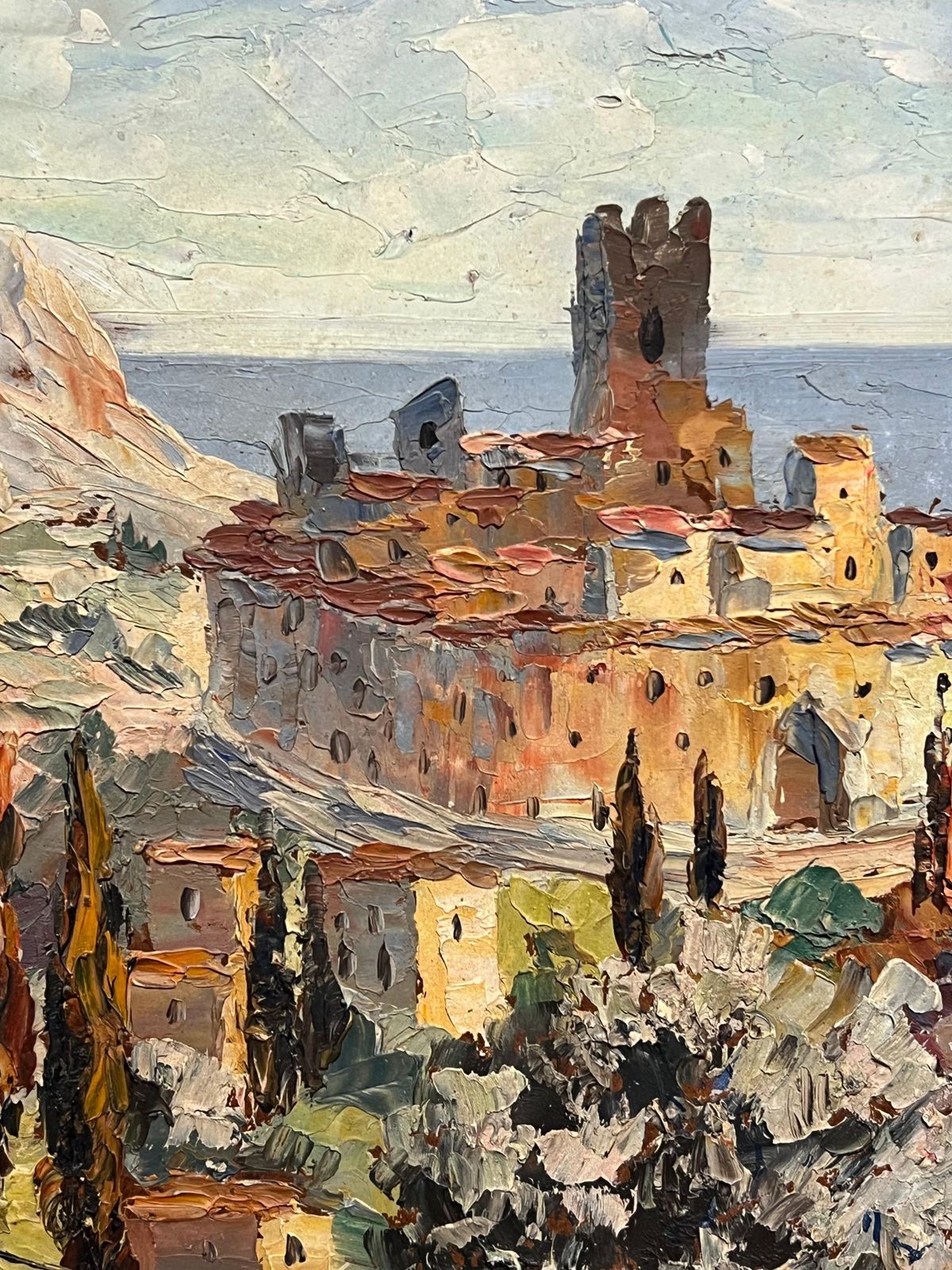 Charles Manginvintage Mediterranean Hill Village Impressionist Oil Painting Provence Landscape photo Art