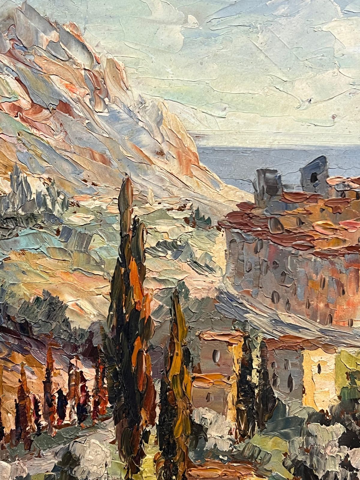 Charles Manginvintage Mediterranean Hill Village Impressionist Oil Painting Provence Landscape photo 811.0