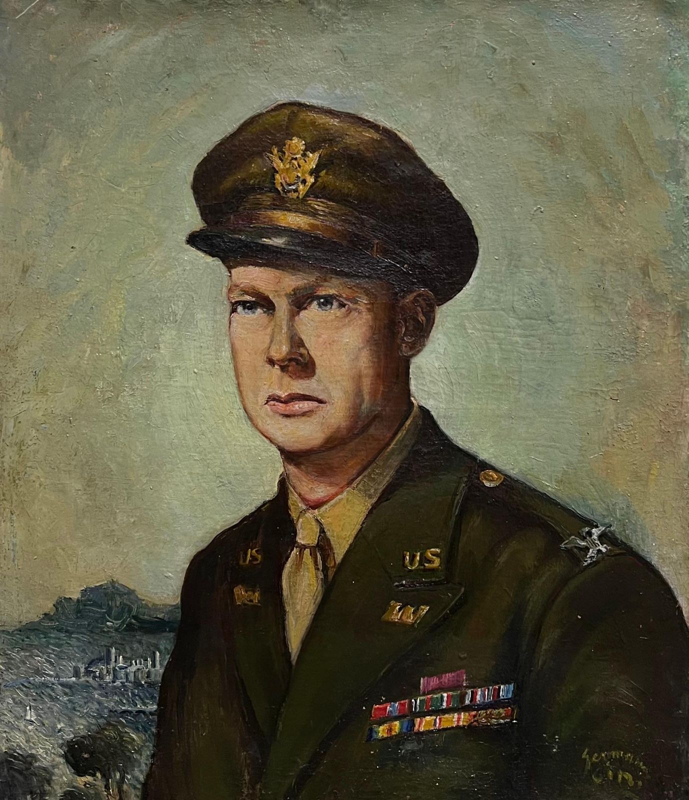 French Schoolportrait Of Dwight D. Eisenhower (1890–1969) Original 1951 French Oil Painting1951