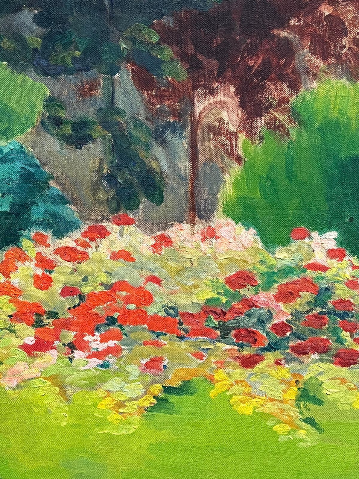 Marcelle Weill1950's French Post Impressionist Oil Painting Of A Colorful Floral Garden photo Art