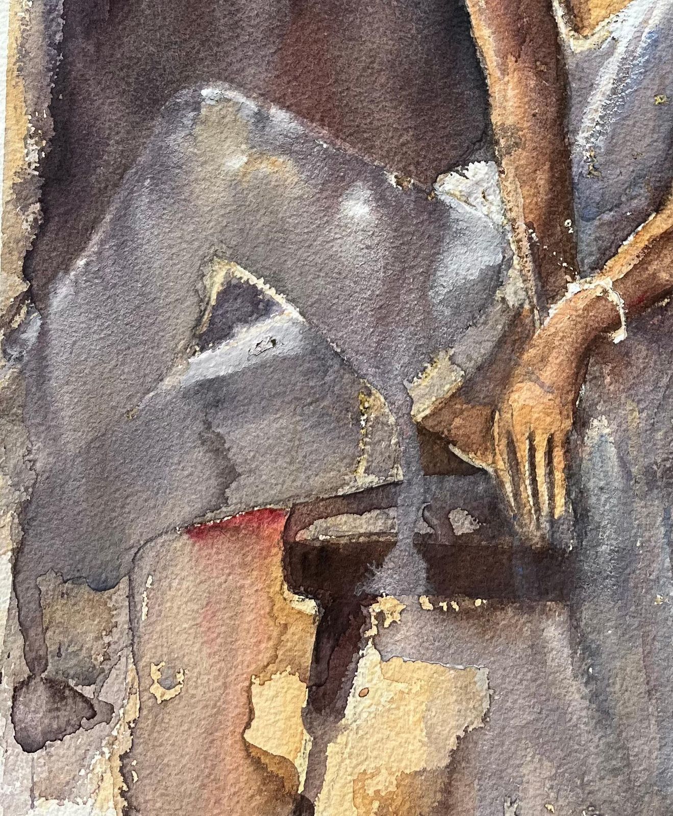 Anthony Averybritish Impressionist Watercolor Of A Profile Of A Seated Woman photo 361.0