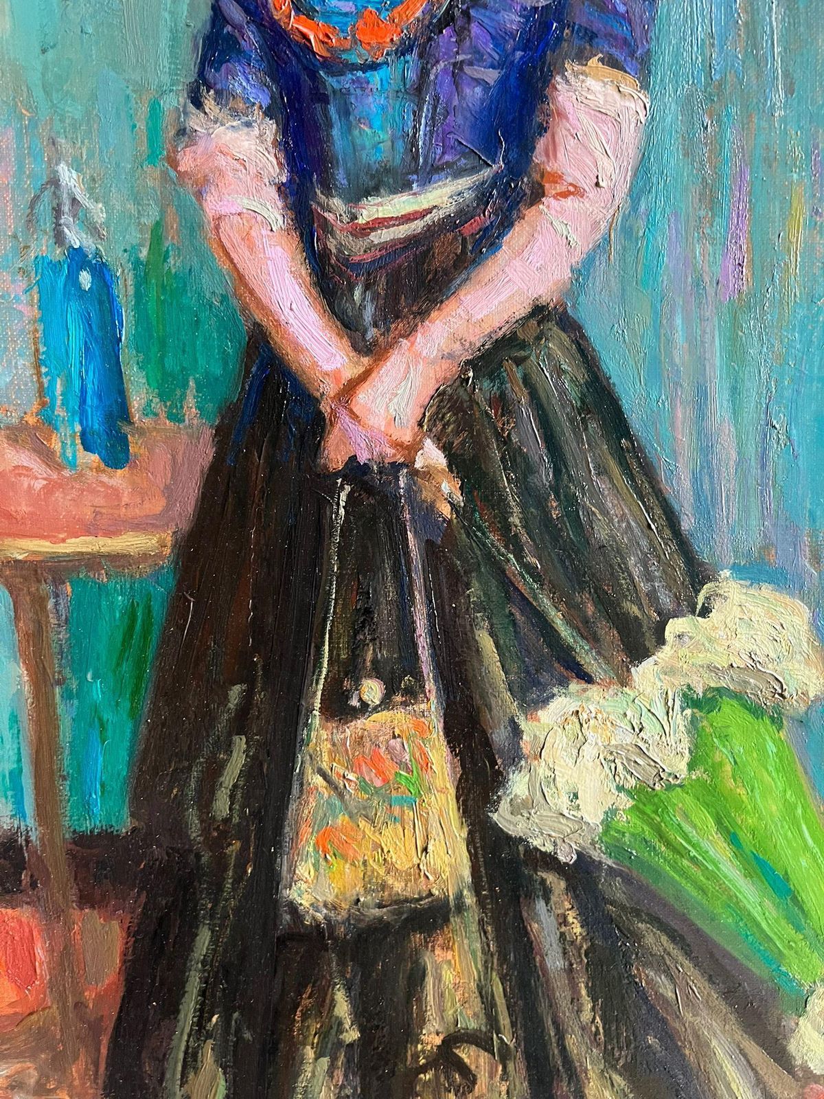 Pio Santinifine French Impressionist Oil Painting Portrait Elegant Lady With Parasol photo for sale