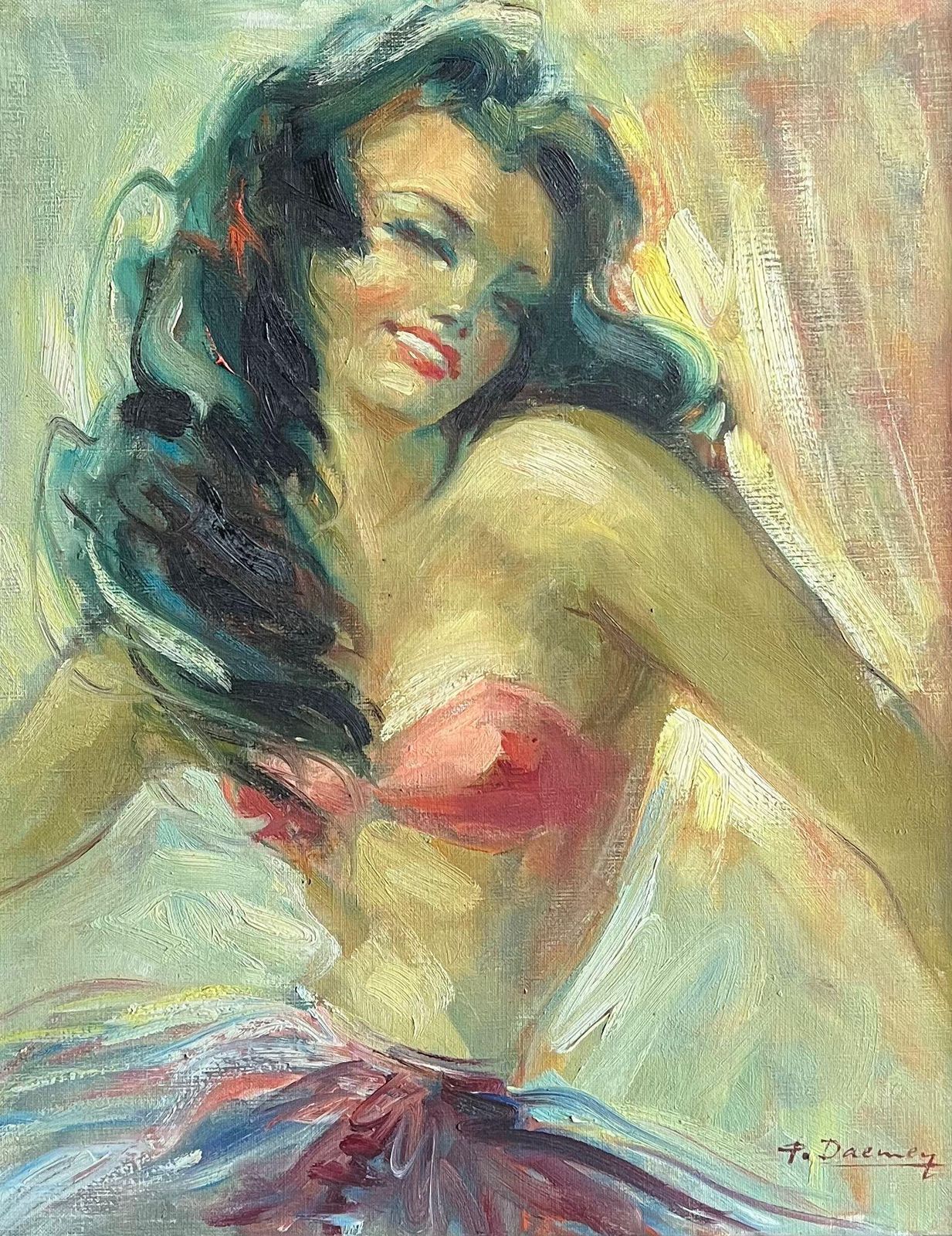 French Schoolmid Century French Impressionist Portrait Of A Woman Dancing In Vibrant Colors1950's photo furniture