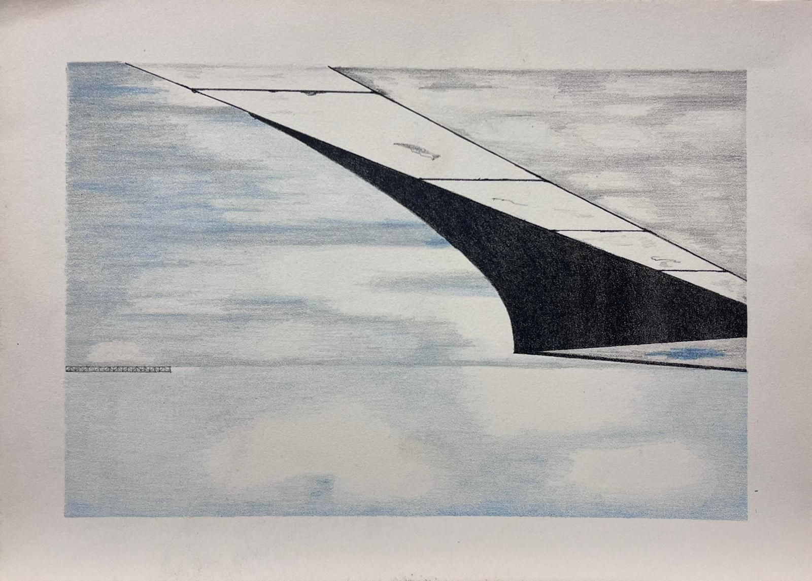 French Schoolminimalist Aerial Perspective Of An Airplane Wing Contemporary Artwork photo furniture