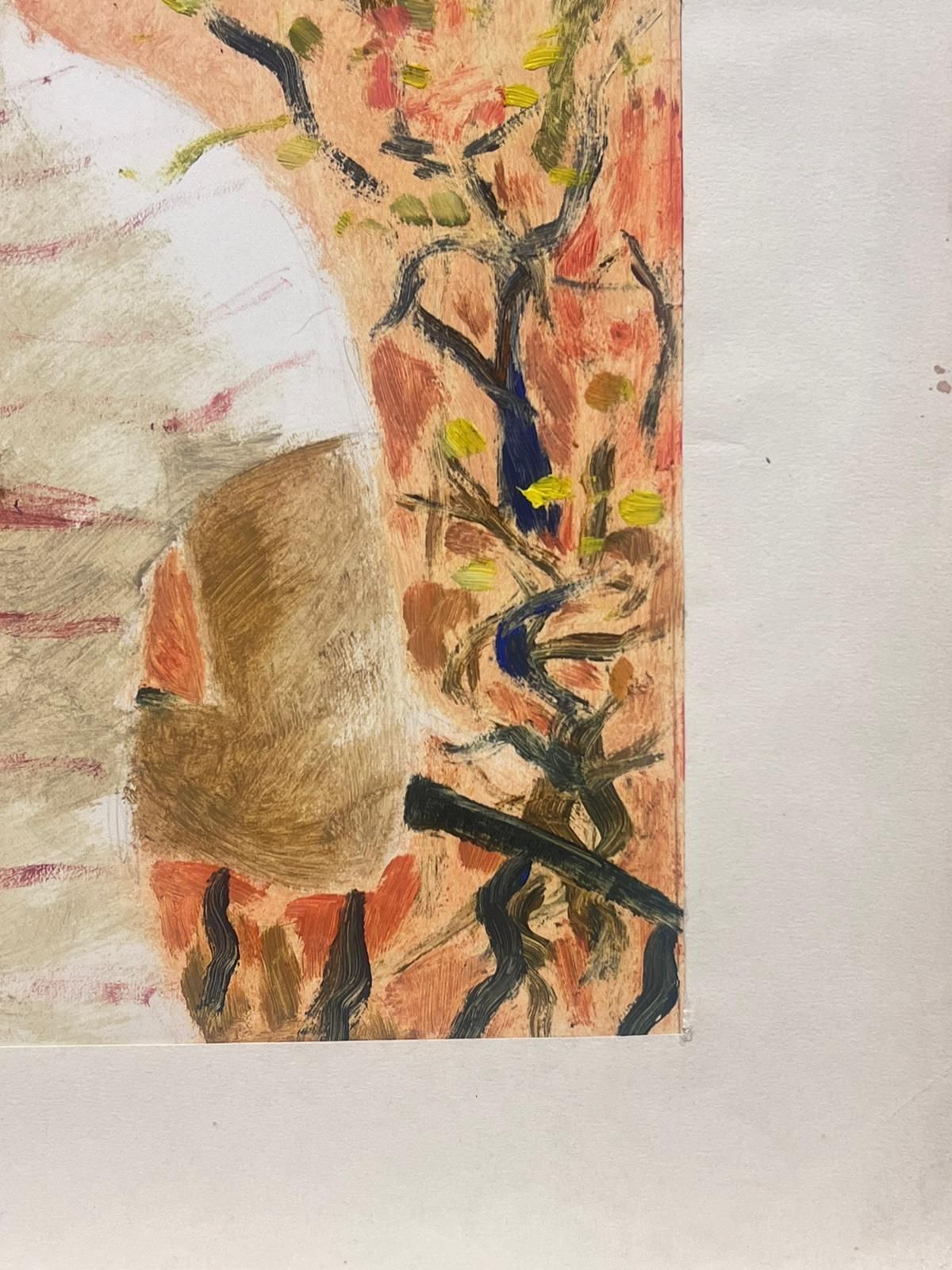 Josine Vignon1950s French Expressive Portrait Of A Young Figure Amidst Abstract Foliage1950s photo for sale