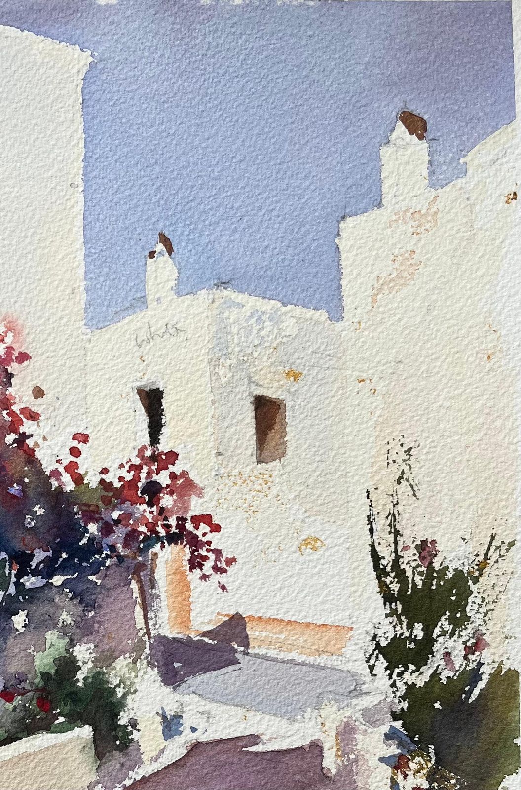 Anthony Averybritish Impressionist Watercolor Of Courtyard With Woman And Chickens photo 510.0