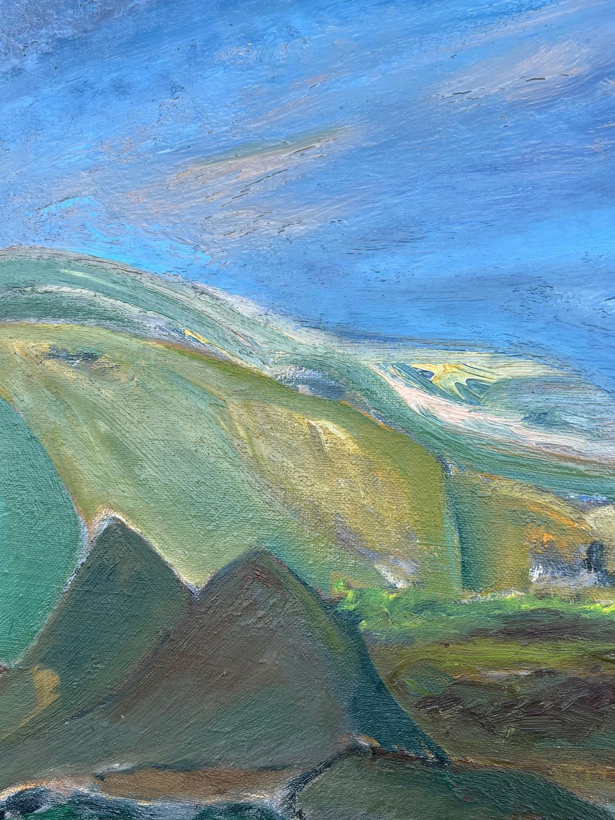 Gilbert Pelissier1980's French Expressionist Painting Rolling Hills And Valleys Verdant Landscape1985 photo vinterior