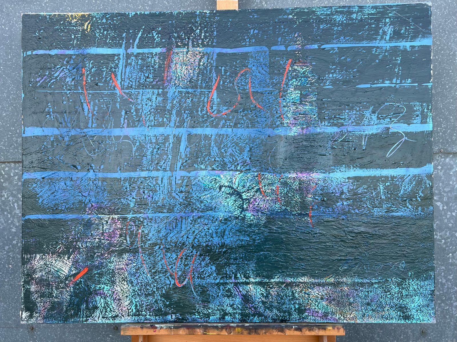 Gilbert Pelissiervery Large French 20th Century Blue Textured Abstract Composition Painting photo furniture