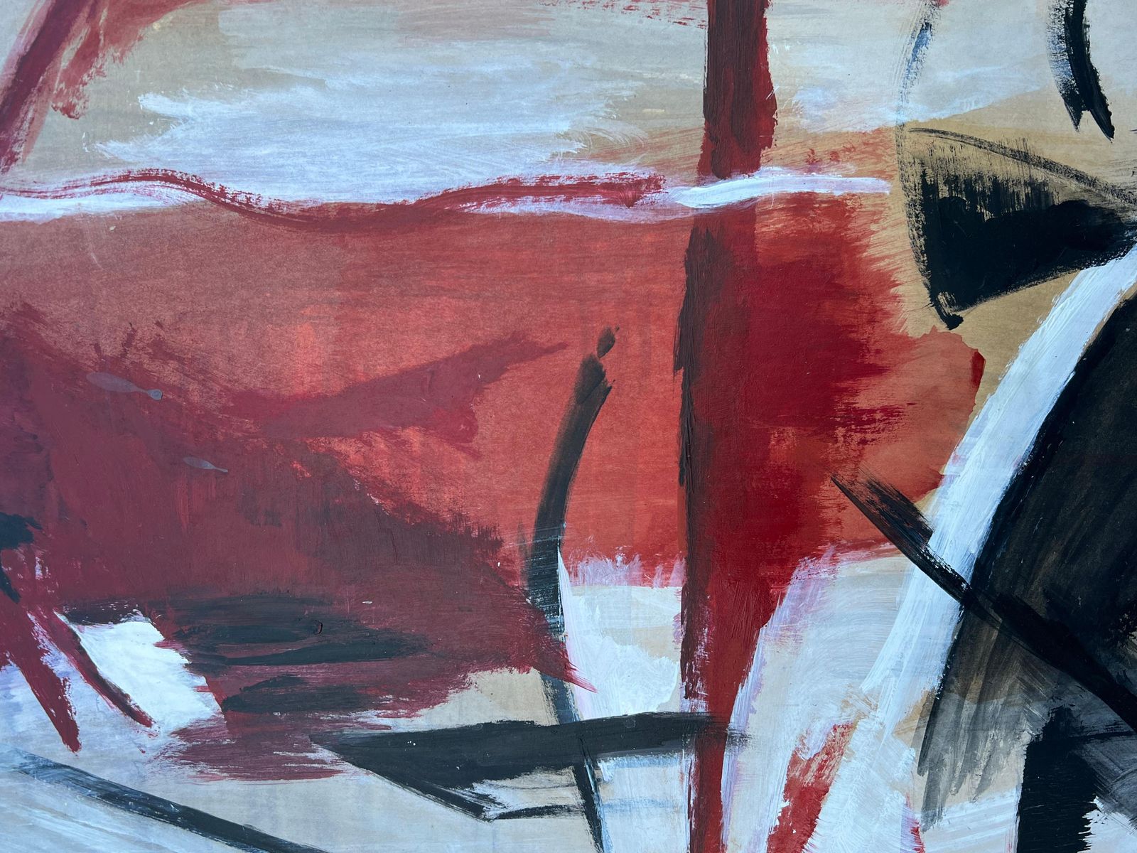 Marie Deloume (French Born 1942)huge French 20th Century Black Red & White Bold Abstract Expression Painting1982 photo 2493.0