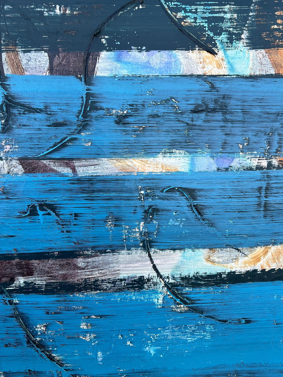 Gilbert Pelissier1960's French Huge Abstract Painting Layers Blue Abstract Textural Composition1968 photo buy