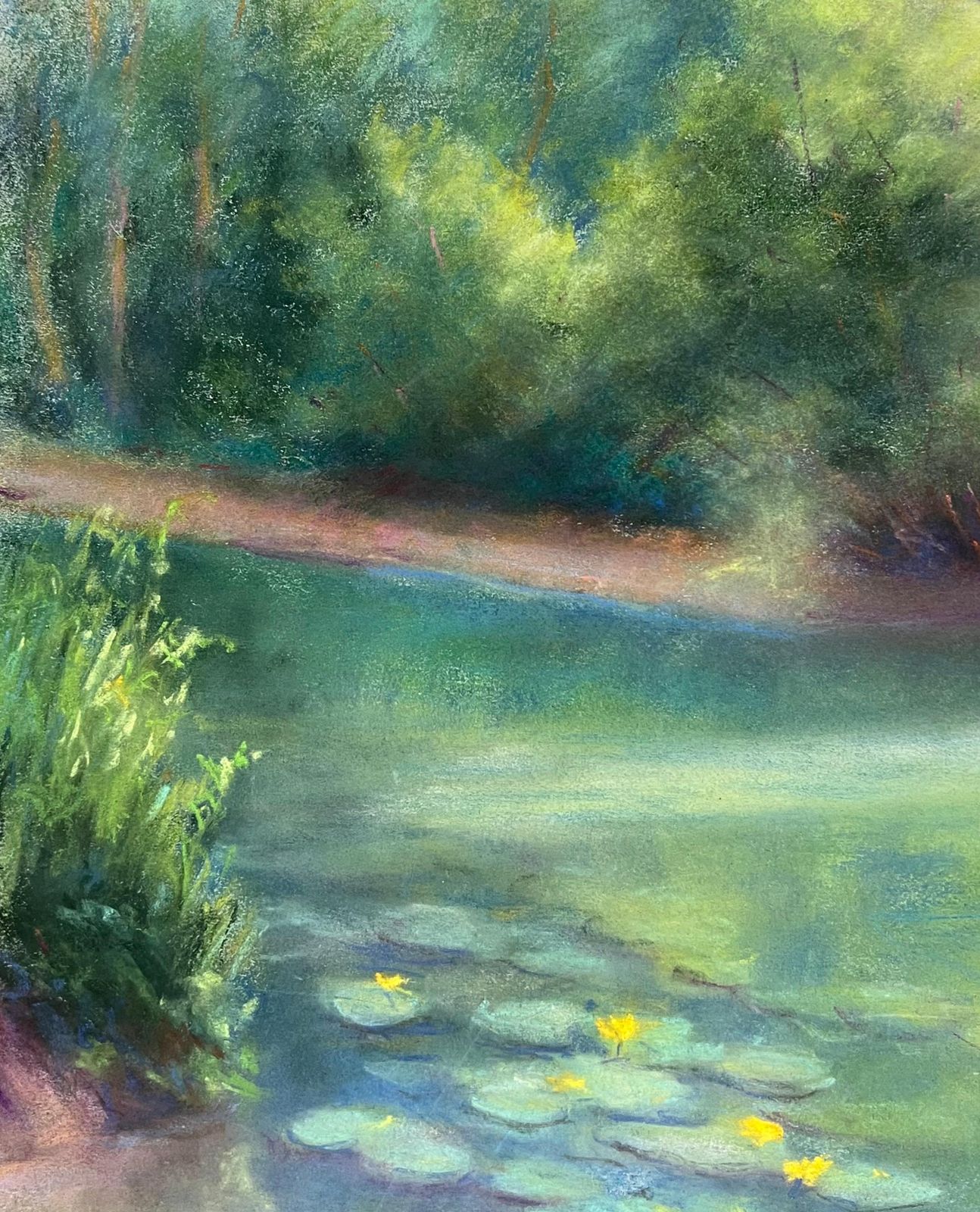 Regine Davidtranquil Waters And Lily Pads In Bloom A Bright Green Reflection In Pastels1947 photo Art